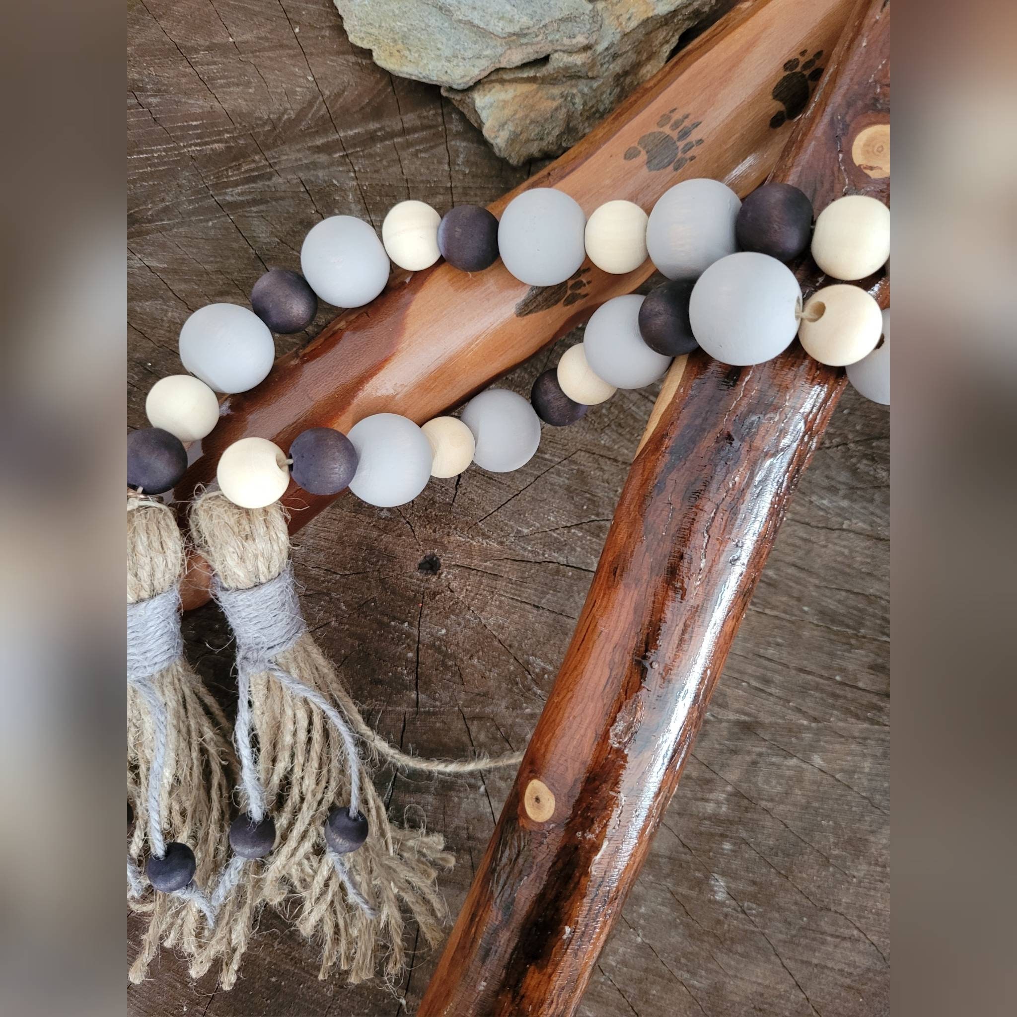 Decoración de guirnalda de cuentas de madera pintado a mano | Etsy