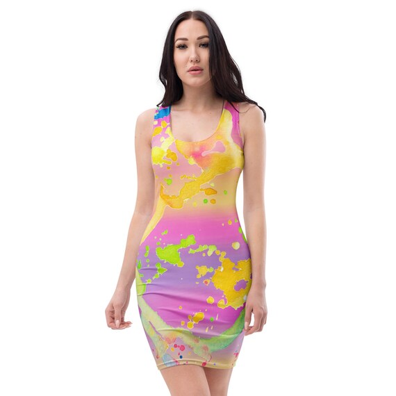 watercolor bodycon dress Colorful Watercolor Floral Pattern Bodycon dress