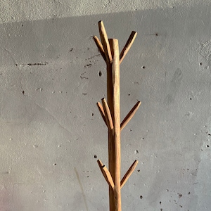 Handmade Wooden Hanger Rack, Rustic Look Clothes Hanging, Entryway Coat Hanger, Modern Oak