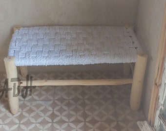 Moroccan wooden Cotton bench