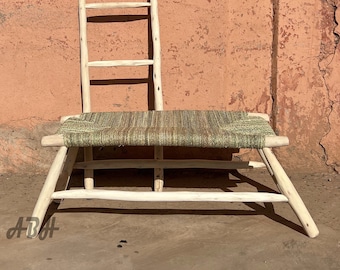 Solid wood bench and natural braiding
