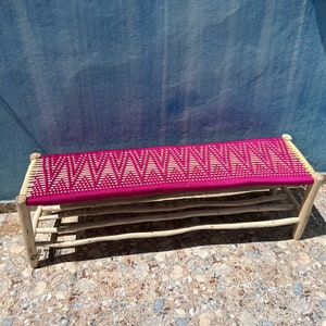 Moroccan wooden bench , Handmade storage bench