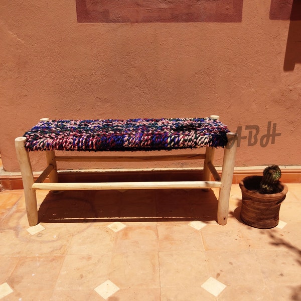 Moroccan wooden bench, Handmade bench, wood bench, entryway bench,boho bench, Natural stool, moroccan decor.