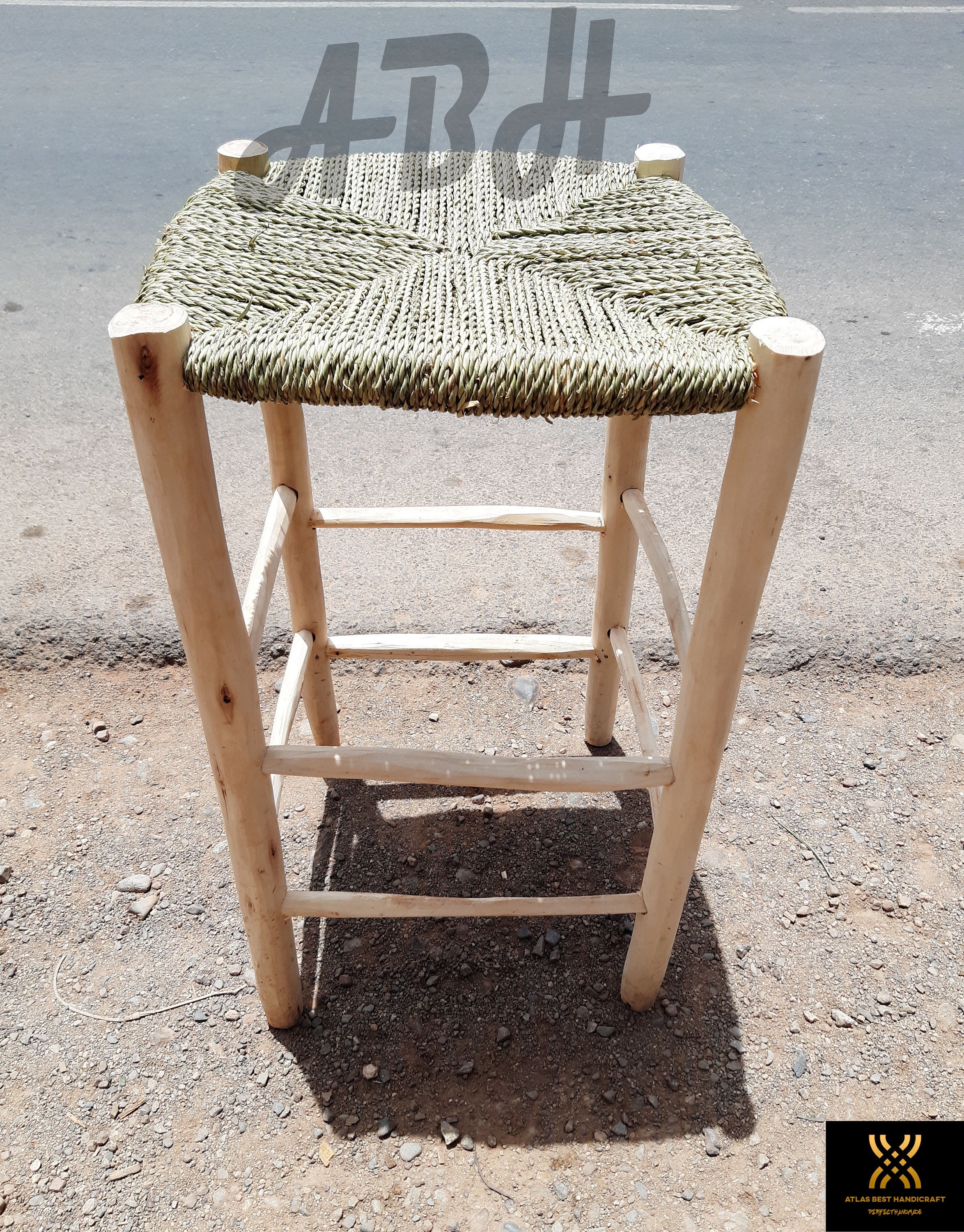 tabouret de bar en rotin marocain, tabourets bois faits à la main, accessoires bar, cadeaux bar.