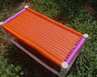 Moroccan wooden bench, Handmade bench, woven bench made of Macrame , wood bench, entryway bench,boho bench, Natural stool, moroccan decor.