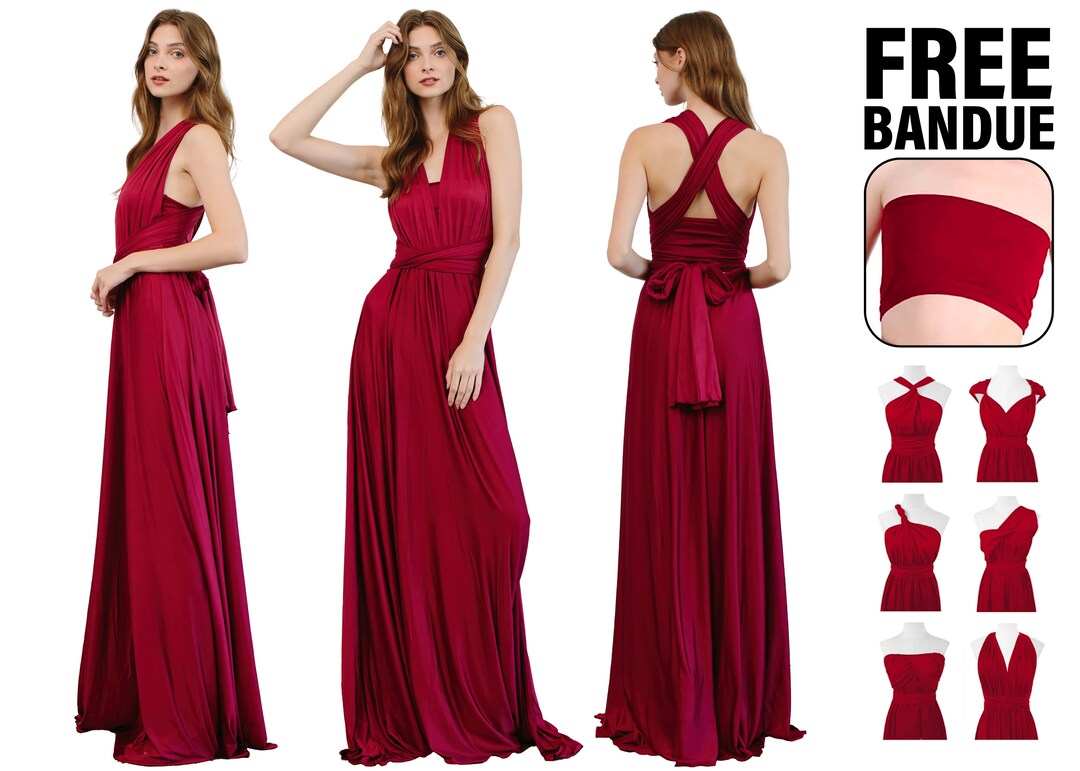 Burgundy Bridesmaid Dress Convertible Dresses Infinity Dress, Ball Gown