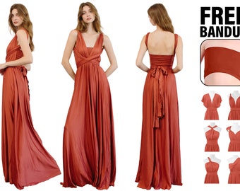 Fall Bridesmaid Dress Burnt Orange Dress / Mustard Dress / Rust Dress / Terrcotta Dress / Pumpkin Spice Dress Infinity Dress Convertible