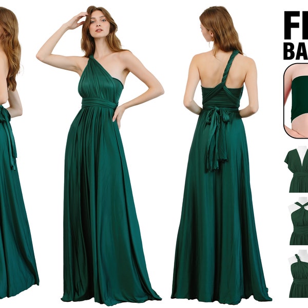 Emerald Bridesmaid Dress, Floor Length Dress, Bridesmaid Dress, Wrap long dress, Infinity Dress , Free bandue included