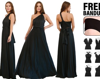 Black Bridesmaid dress, infinity dress, Convertible dress, prom dress, convertible maxi dress, evening dress, Multi-Wrap Dress, Long Dress