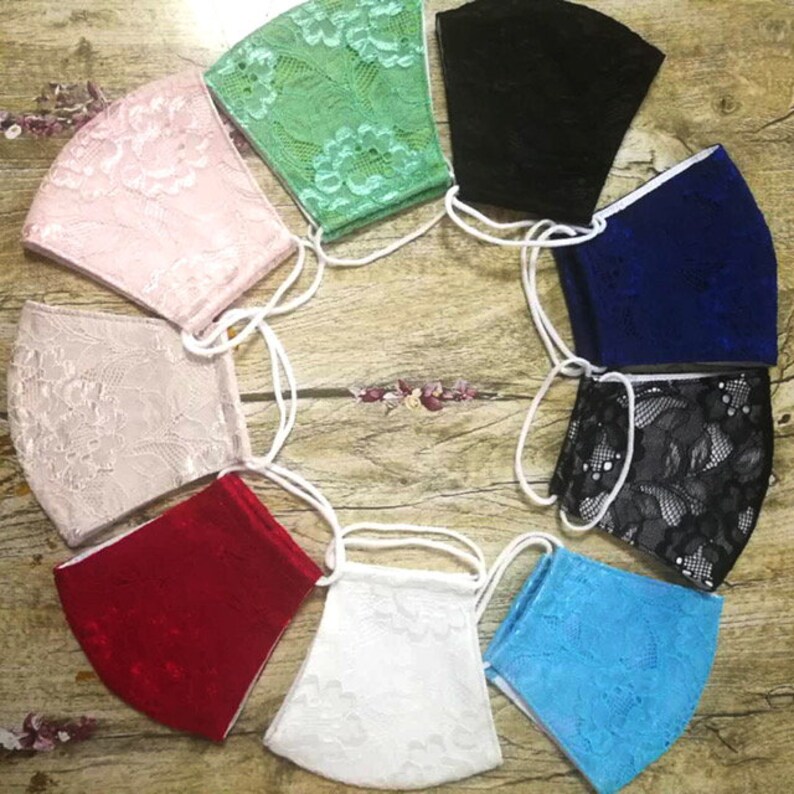 Navy Lace Wedding Face Masks Bridal Face Masks Black Lace Etsy