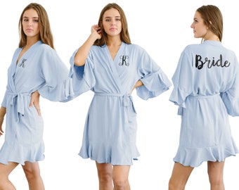 Personalized Ruffle Robe, Bridesmaid Robes, Custom Bridal Robe, Wedding Robes, Bridesmaid Proposal, Kimono Robe, Bachelorette Party robes