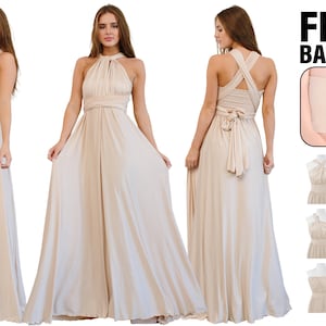 Bridesmaid Dresses Champagne, Floor Length Dress, Maxi Floor Length Dress, Wrap Dresses, Multi wrap dress, Bridesmaid Dress, Evening Dress