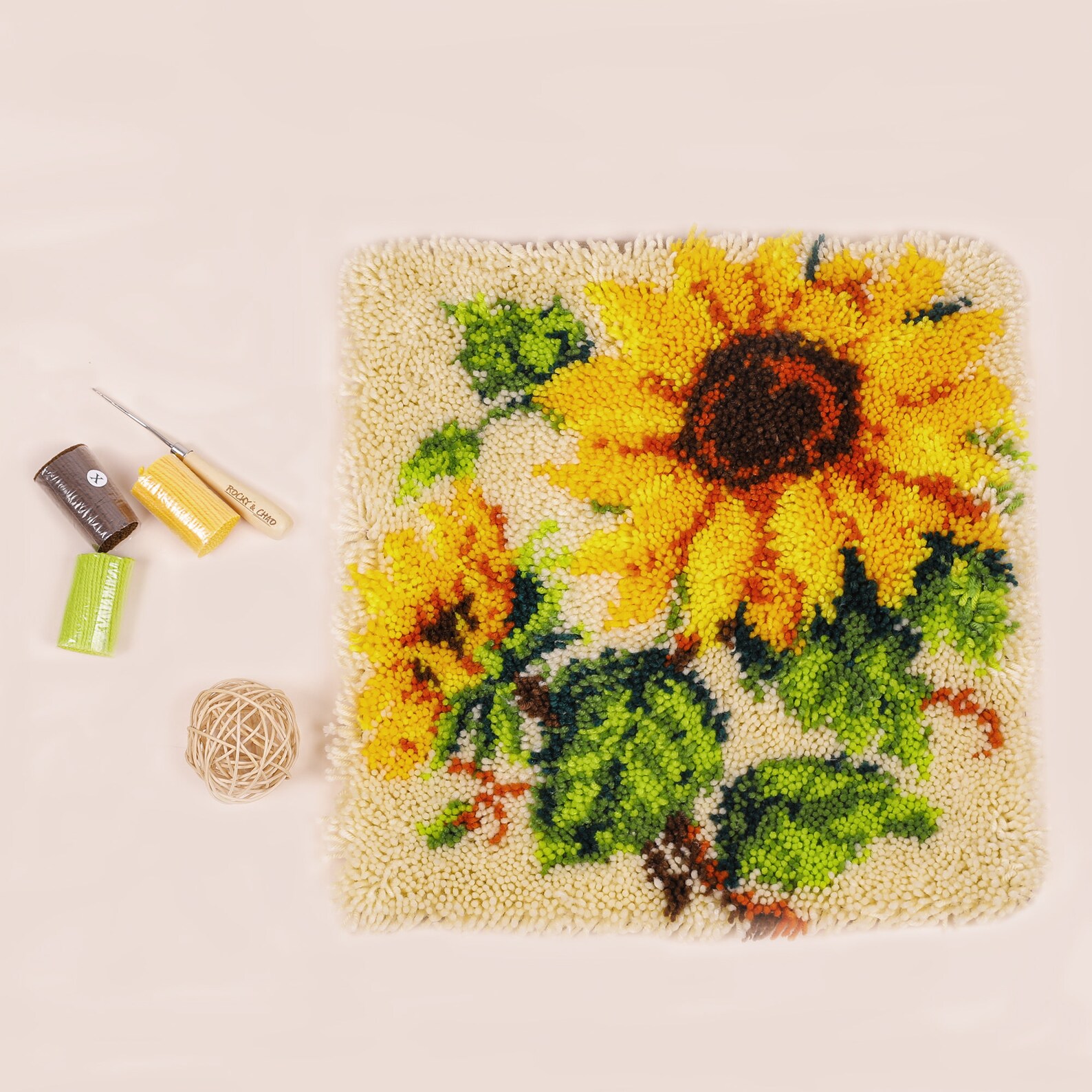 Preprinted Pattern Latch Hook Kits Sunflower Pillowcase Etsy