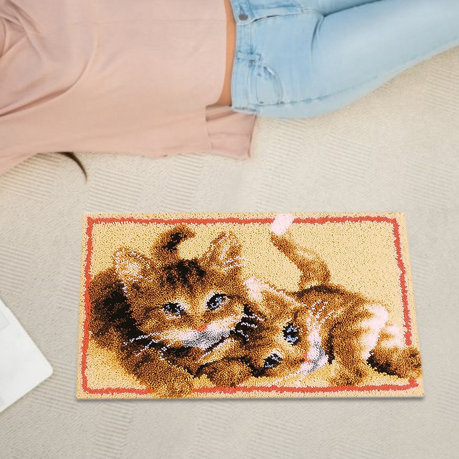 Preprinted Pattern Kittens Latch Hook Rug Kit Cat Latchhook Etsy