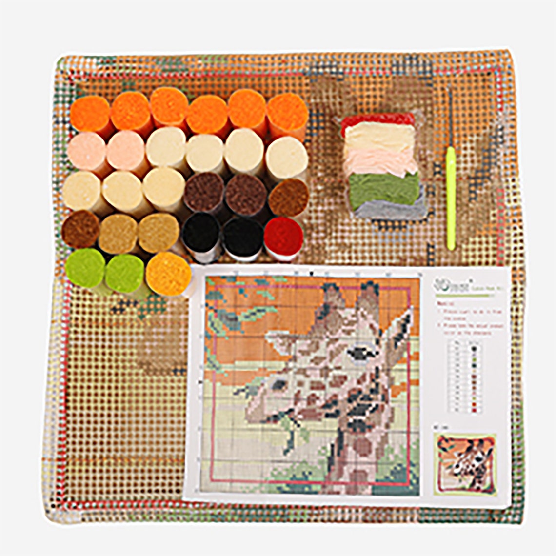 Preprinted Pattern Latch Hook Kit Giraffe Pillowcase Cushion Etsy