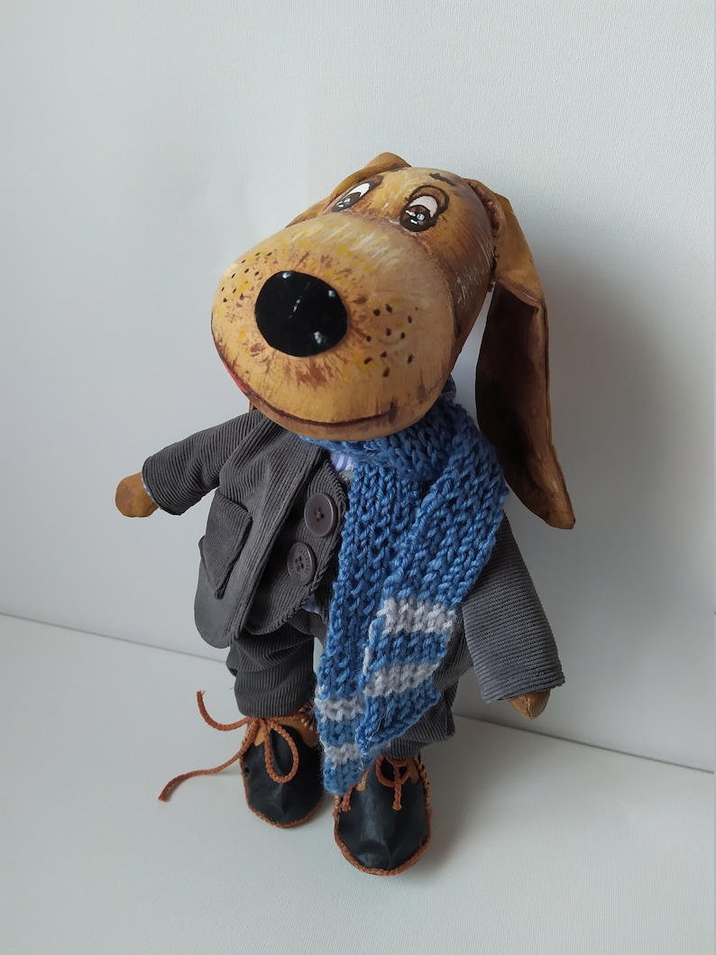 Handmade Cloth Dog Fabric Toy Dog in Clothes. Etsy