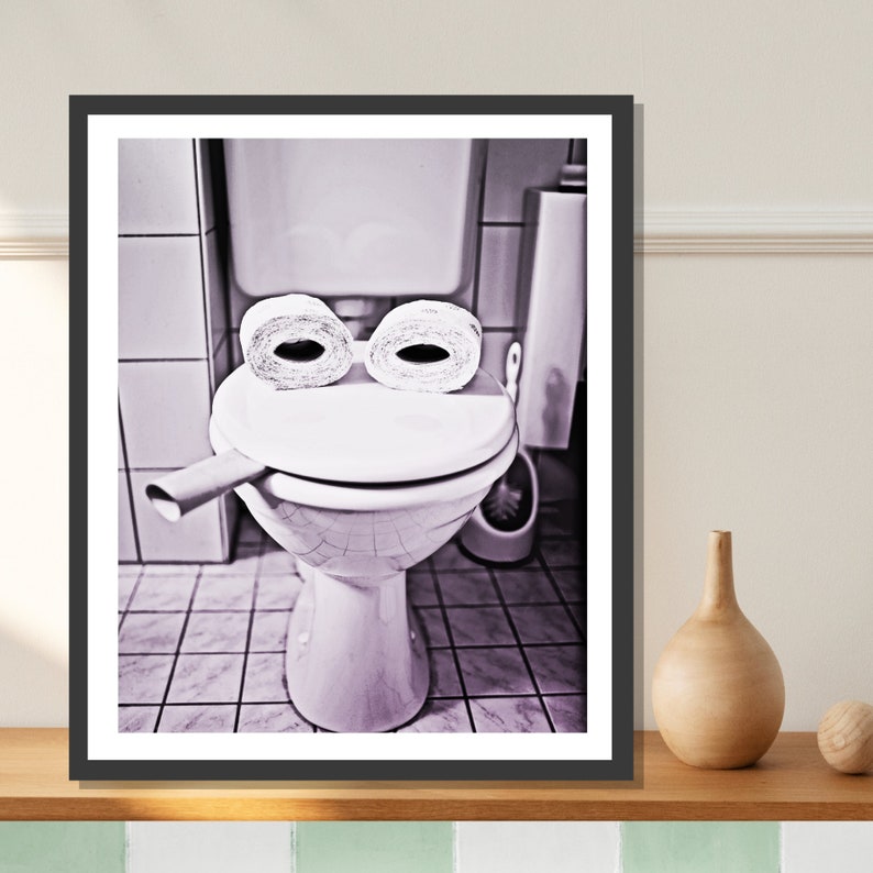 Toilet Frog Printable Quirky Bathroom Wall Decor Modern Etsy