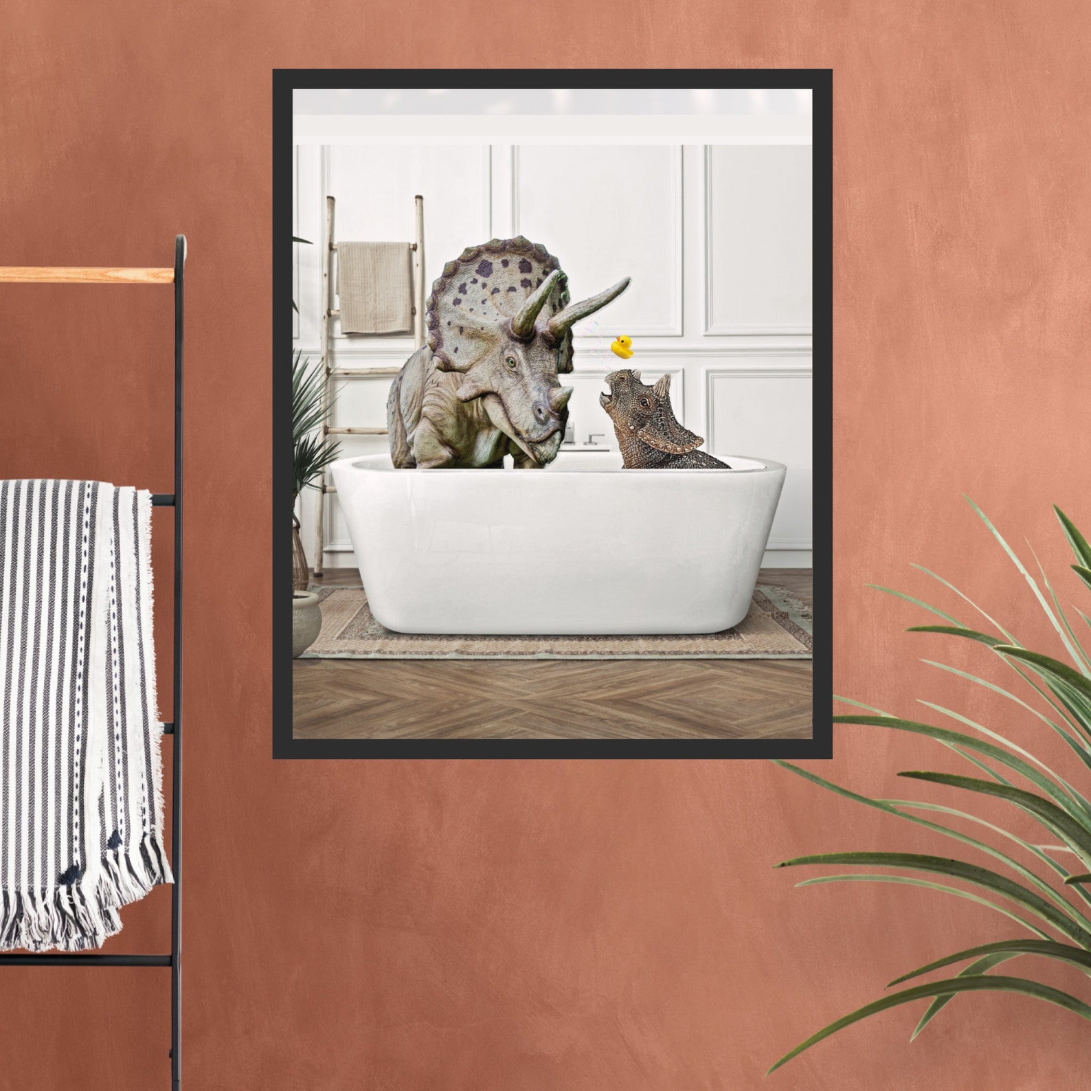 Dinosaur in Bathtub Poster Printable Quirky Gift Dinosaur Kids Etsy