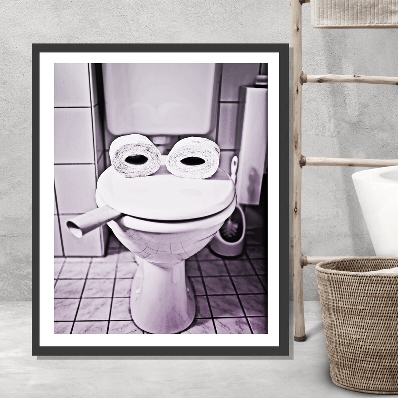 Toilet Frog Printable Quirky Bathroom Wall Decor Modern Etsy
