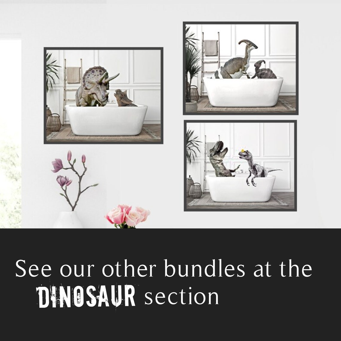 Printable Dinosaur in Bathtub Printable Poster Dinosaur Etsy