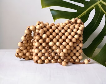 No 4 Cream Special Bag: Elegant Beaded Bag for an Exclusive Look, Stylish Handmade Bead Bag for Luxurious Summer