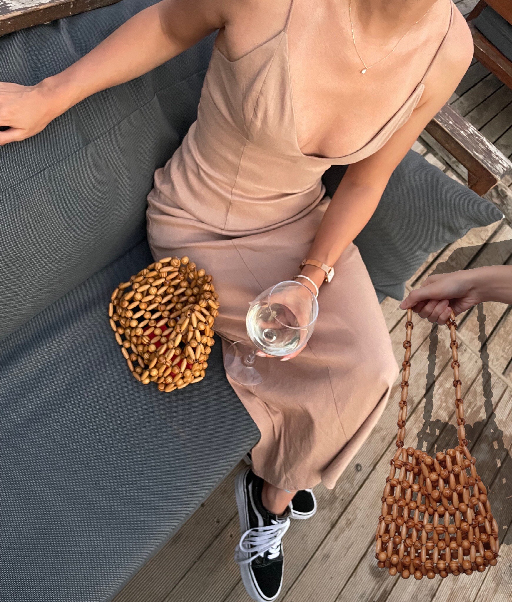 No 15 Goddess Tote - Handmade Beaded Bag - Top Handle for Effortless Glamour and Functionality. Perfect for Beach Days and City Nights Out.