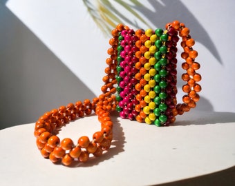 No 10 Pride Bag Mini, Handcrafted wooden-bead pouch, Rainbow handmade bag, mini crossbody bag to elevate your style