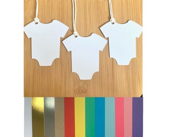 5-50 Baby Onesie Shaped Recycled/Mirror Card Gift Tag White/Gold/Silver/Kraft/Red/Orange/Yellow/Green/Blue/Pink/Purple/Pastel. UK Seller