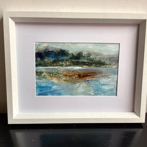 Original lake Windermere waterscape painting. Hand painted Lake District one of a kind. Walking hiking Cumbria hills.