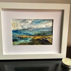 Original north Devon countryside painting. Hand painted Exmoor landscape painting. Hiking over Devonshire moors. Rural idyllic immersive image 3