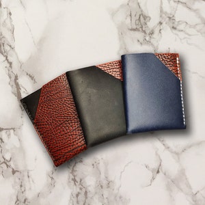 Porte-cartes en cuir / Portefeuille avec poche sur le devant / Porte-cartes minimaliste / Porte-cartes en cuir