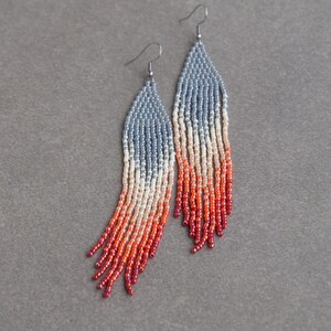 Handgemachte Perlen Ohrringe: Rote Ombre Samen Perle Schmuck