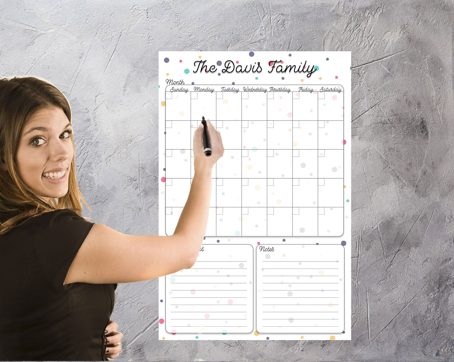 Large Floating wall Calendar Dry Erase Monthly Calendar Etsy