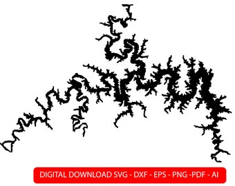 Table Rock Lake - Gráfico vectorial, archivo de corte, mapa, impresión lista, archivos digitales, SVG PDF DXF Eps Png