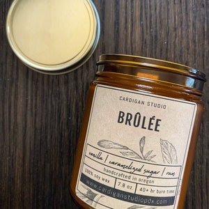 Brulee | Creme Brûlée | Fall Scented Amber Jar Candle | Wooden Wick