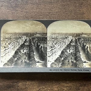 Avenue des Camps Elysées Paris France vintage carte stéréoscope Keystone View Company 1909