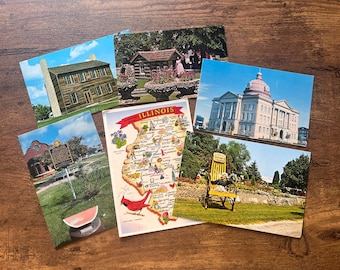 Vintage Illinois State Postcards - Unused Souvenir Cards, Travel Ephemera