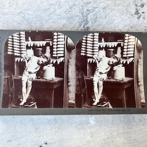 Que dira et que fera maman ? Carte stéréoscopique vintage Keystone View Company, 11446, 1904