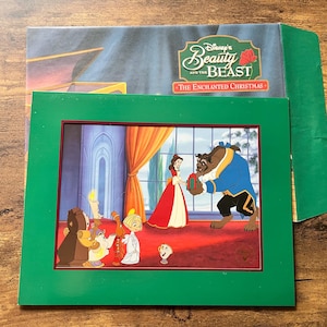 La bella e la bestia - Litografia natalizia Disney da collezione