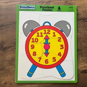 Puzzle Patch Alarm Clock Preschool Puzzle 6 Piece Vintage Toddler Learning Toy