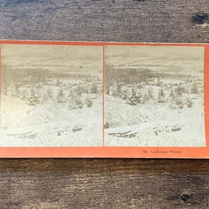 Paisaje invernal 592 Tarjeta estereoscopio vintage de Kilburn Brothers