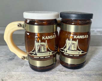 Salero y pimentero vintage del Zoológico de Kansas City y del Ferrocarril