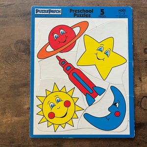 Puzzle Patch Space Theme Preschool Puzzle 4 Piece Vintage Toddler Learning Toy