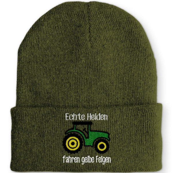 Echte Helden fahren gelbe Felgen Wintermütze Spruchmütze Beanie perfekt für die kalte Jahreszeit