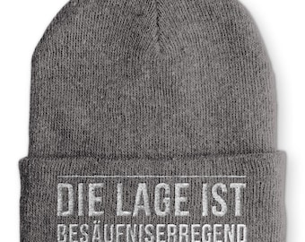 Die Lage ist Besäufniserregend Wintermütze Spruchmütze Beanie perfekt für die kalte Jahreszeit