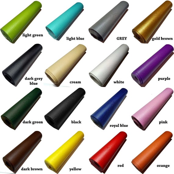 PVC grained LEATHERETTE mini rolls ( 1020/30/40 cm  x 130cm ) of Fabric .Craft Bows events. fake leather . available in 16 Colors .