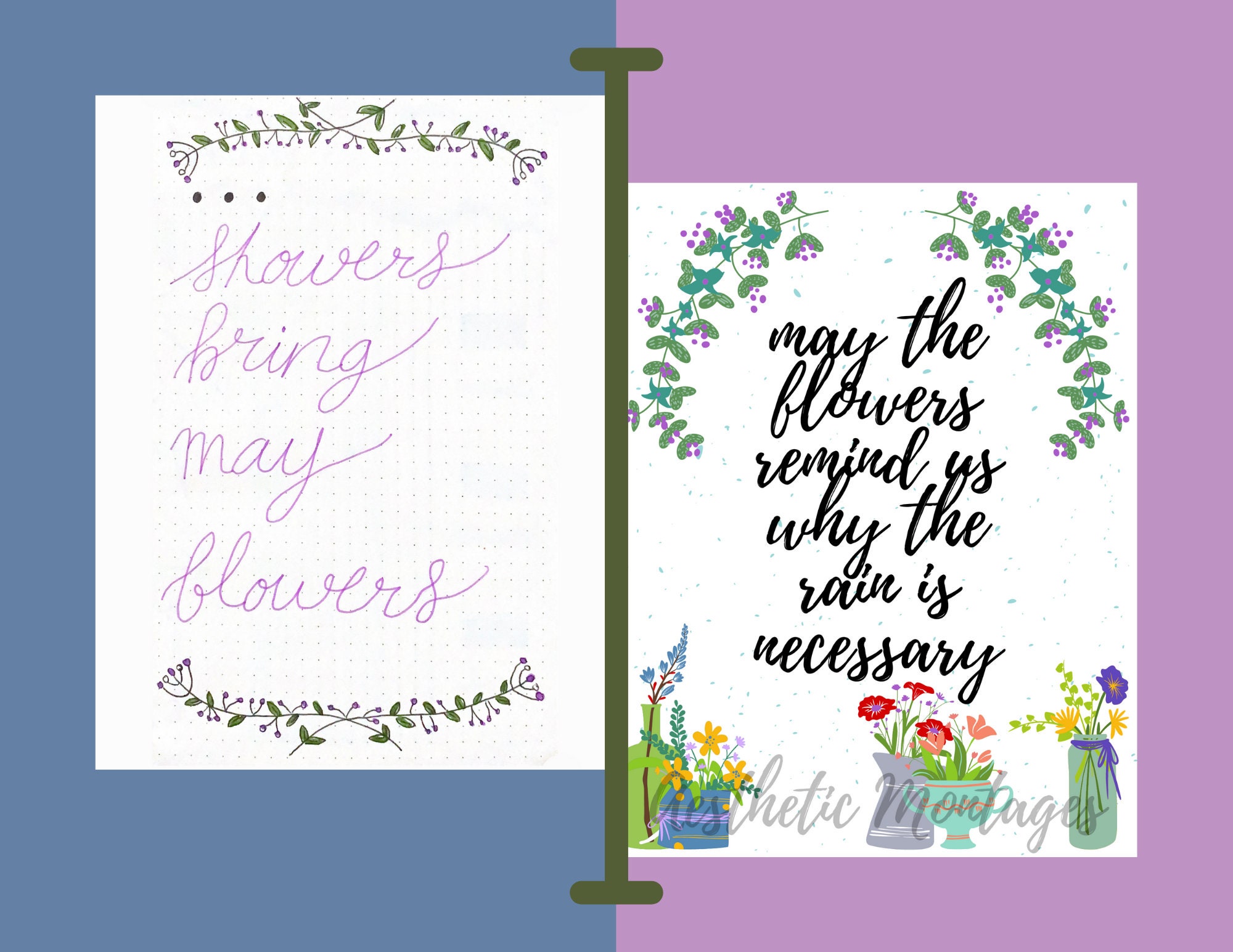 Printable Blank Bullet Journal Spread for ANY MONTH // RAIN | Etsy