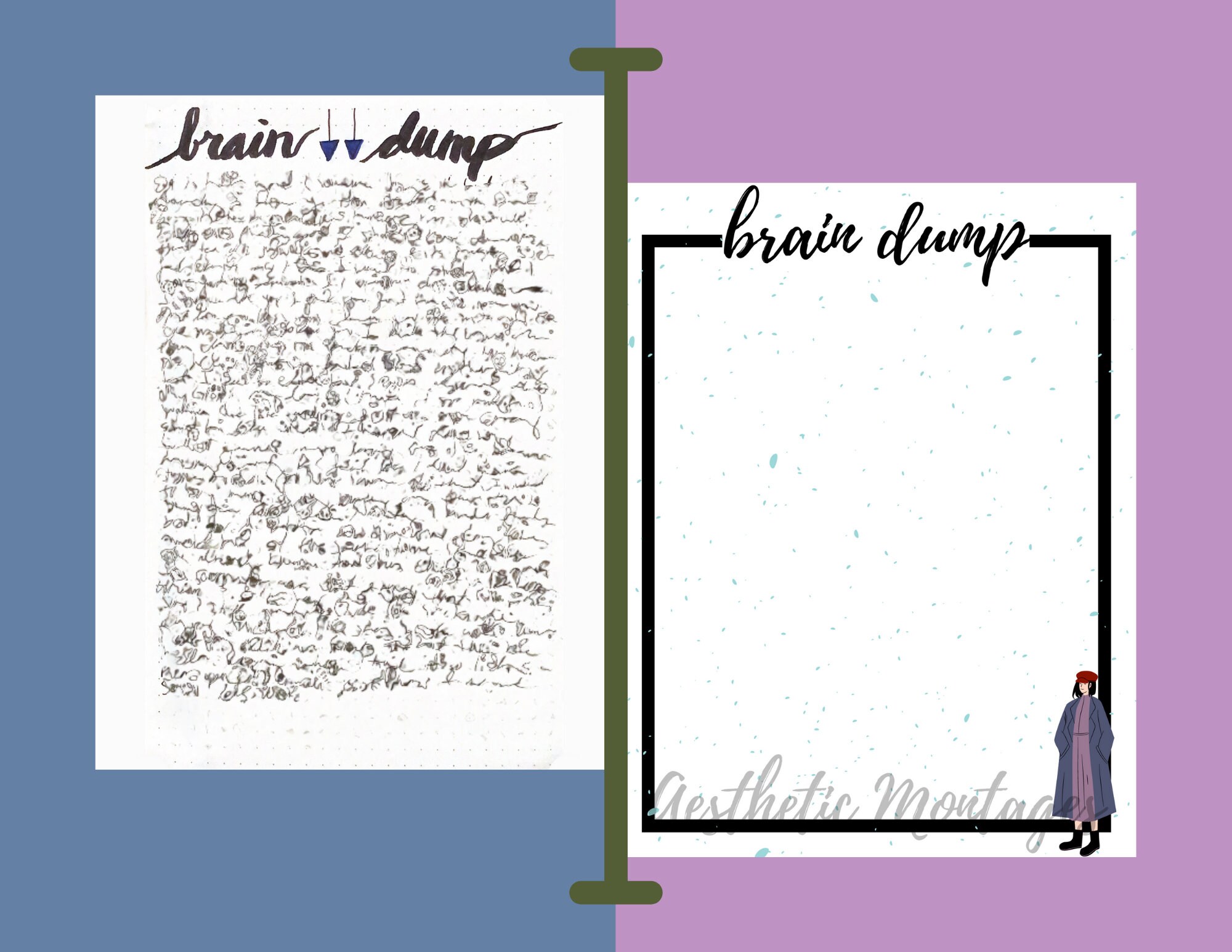 Printable Blank Bullet Journal Spread for ANY MONTH // RAIN | Etsy