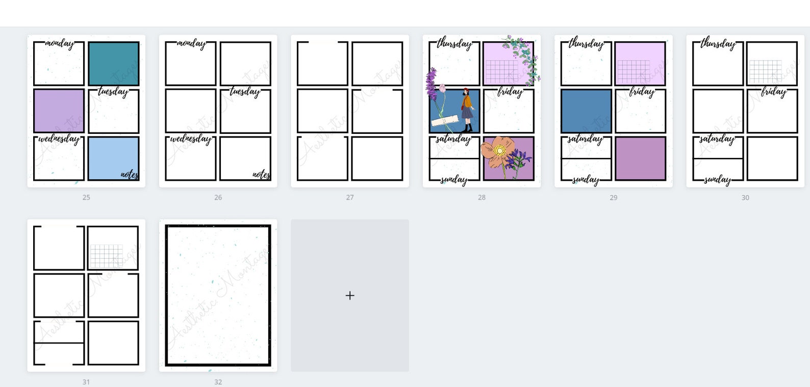 Printable Blank Bullet Journal Spread for ANY MONTH // RAIN | Etsy