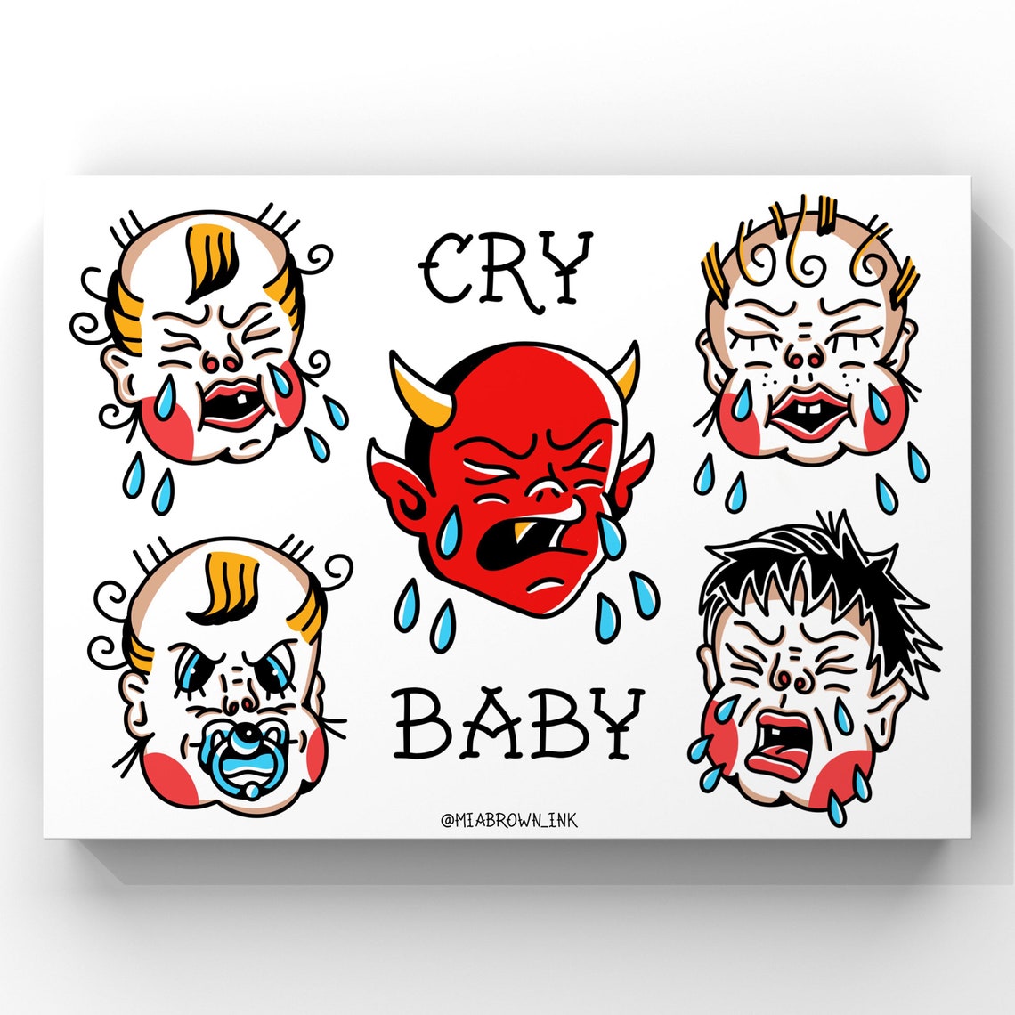 Cry Baby Tattoo Flash Etsy